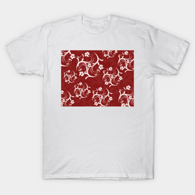Burgundy Flourish T-Shirt by m2inspiration